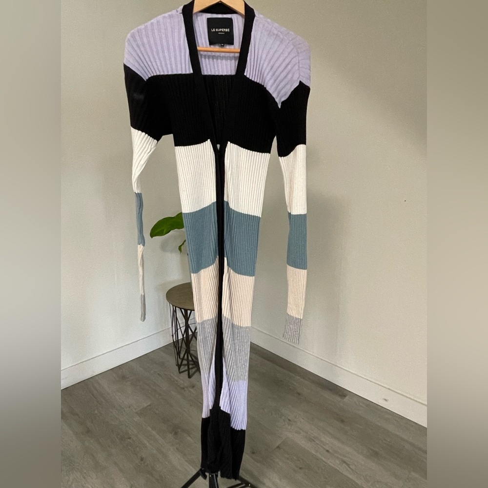 Le Superbe Colorblock Ribbed Midi Cardigan - Picture 4 of 12
